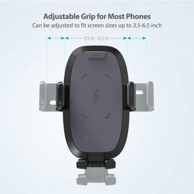 Giá đỡ điện thoại trên ô tô kiêm sạc không dây RAVPower SH014 | Bản Dán Kính + Taplo
